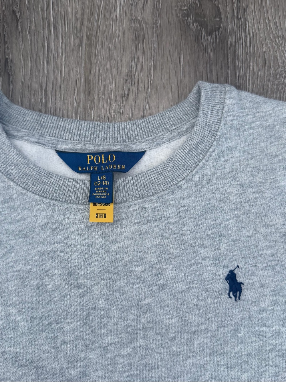Polo by Ralph Lauren Girls' Heather Gray Ruffle Shoulder Sweatshirt 12-14 - Picture 2 of 3